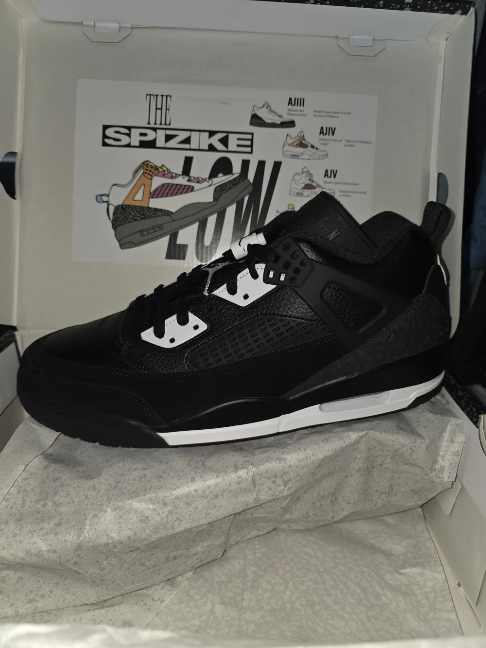 Jordan Spizike Low Oreo Black/White/Anthracite Low Top Sneaker Size 13M